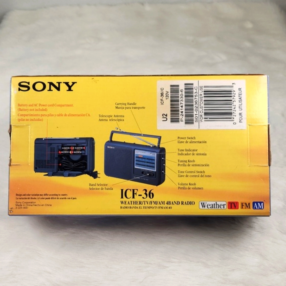 SONY ICF-36 TV/Weather/FM/AM/4 Band Radio VTG 2001 In Original box RARE - Picture 5 of 16